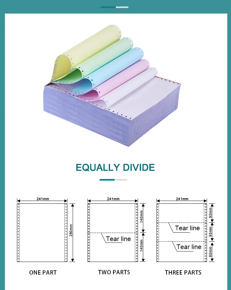 1-6ply Carbonless Continuous Computer Paper with Direct Manufacturer Price Continuous Computer Paper Per Color Coloured Carbon Paper Billing Invoice Forms