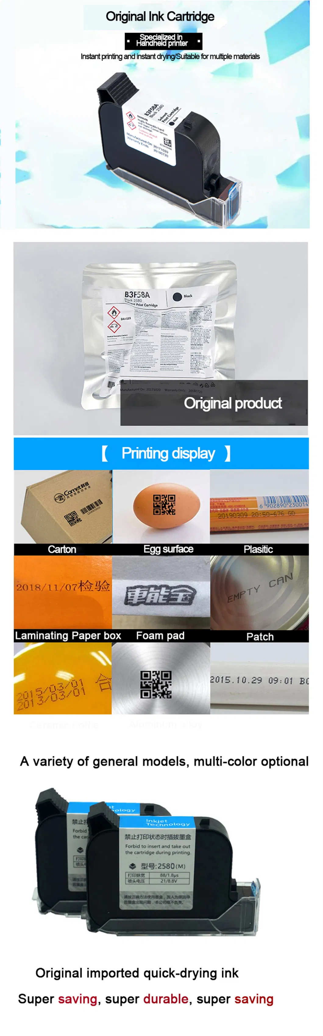 B3f58A Full Ink Cartridge Black 2580 Solvent Ink Cartridge