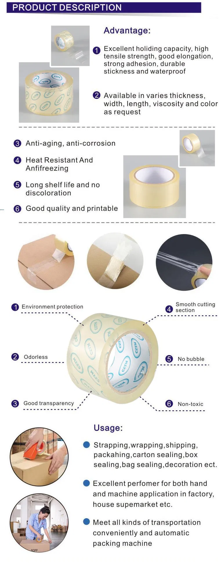 Tongming Printed Advertising Adhesive Tapes with Cheap Price